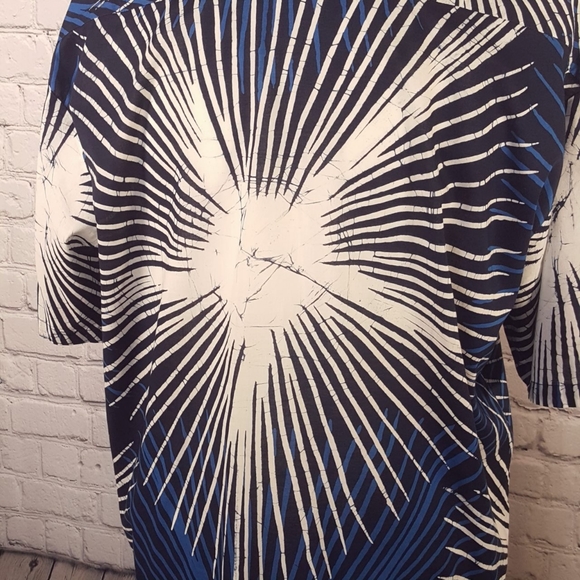 Caribelle Batik Men's Atomic Starburst Blue/white Large Cotton Lightweight Short - Picture 4 of 7